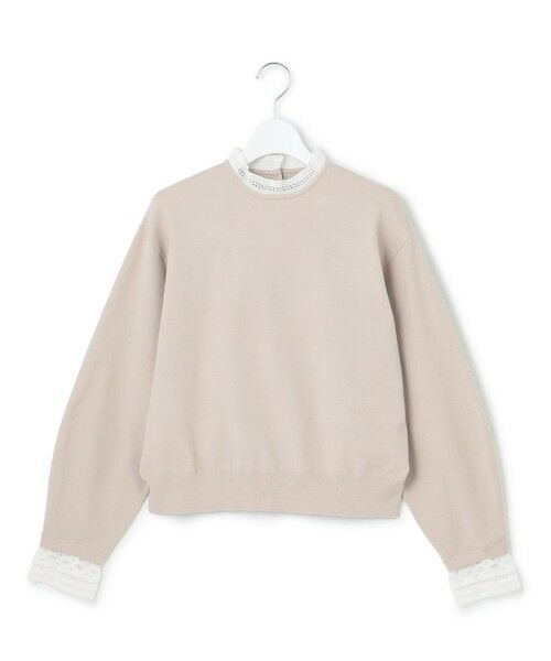 セール】 【洗える】ヴィスコースストレッチ レースコンビ ニット