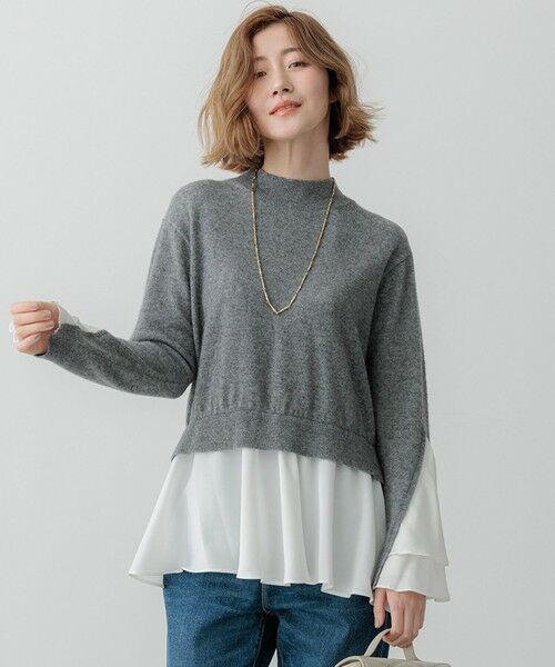 セール】 【23区×Oggiコラボ】フレアサテンコンビ ラメニット （ニット