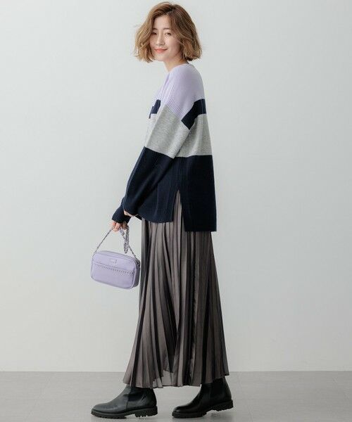 セール】 【Oggi1月号掲載/洗える】ウールカシミヤ カラーブロック