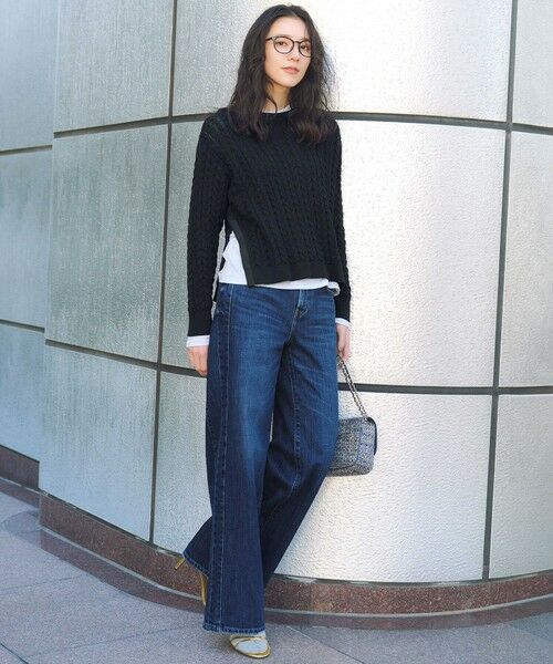 セール】 【Oggi3月号掲載/洗える】コットンギマ ケーブル ニット