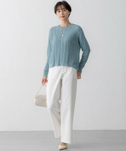 セール】 【Oggi3月号掲載/洗える】コットンギマ ケーブル ニット