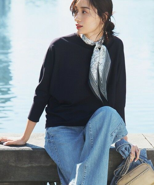 セール】 【洗える】コンフォートストレッチ ドルマンスリーブ ニット