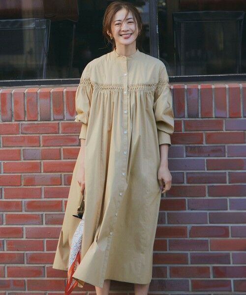 セール】 【洗える】コンパクトライトクロス ピンタック ワンピース