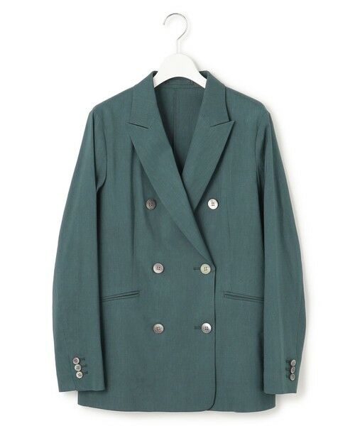 セール】 【洗える】リネンレーヨンストレッチ ダブル ジャケット