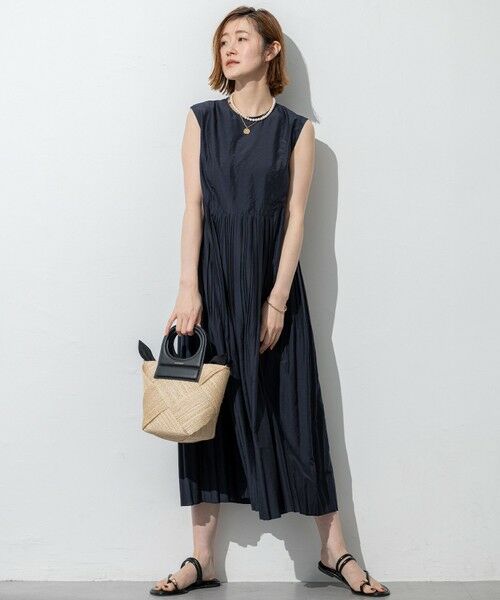 洗える】プリーツコンビ ワンピース （ロング・マキシ丈ワンピース