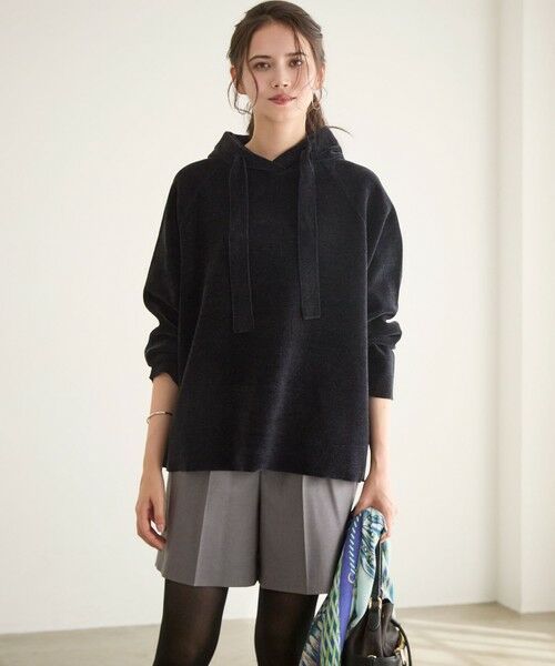 SLOW/一部店舗限定】ベロア風ニット パーカー （パーカー）｜23区