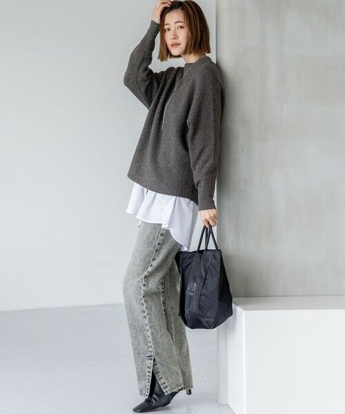 セール】 【洗える】ウールカシミヤラメ ドルマンスリーブ ニット