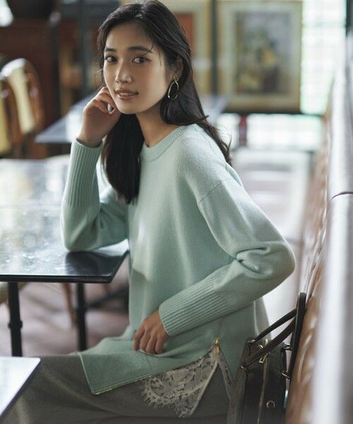 セール】 【見上愛さん着用/Oggi掲載/洗える】カシミヤブレンド サイド