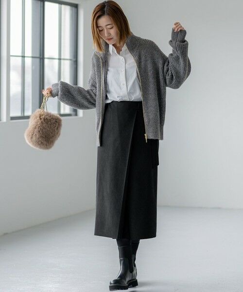 セール】 【洗える】スパンコールバルキー ダブルジップ ニット