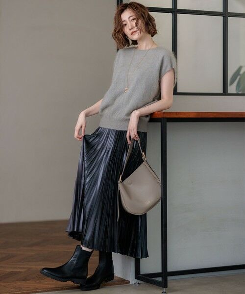 セール】 【洗える】レザーライクプリーツ スカート （ロング・マキシ