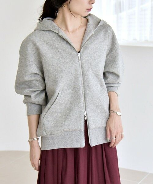 quaranciel:〈洗濯機可能〉ポンチ ダブルジップ スウェット パーカー