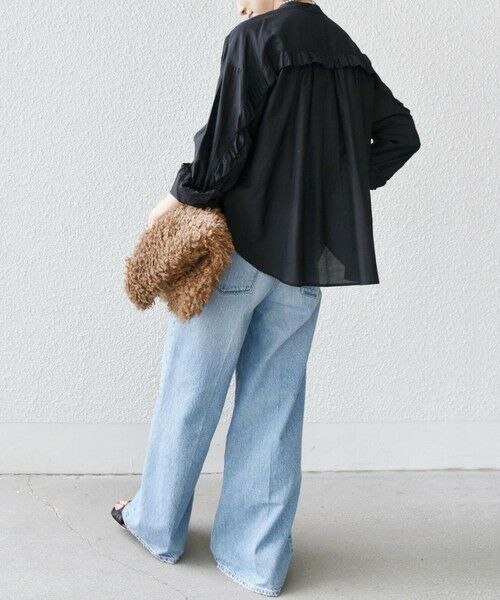 セール】 〈手洗い可能〉コットン シルク ローン フリル ブラウス