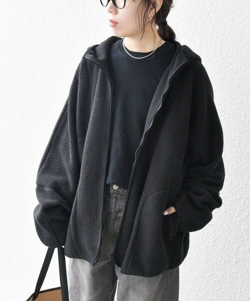 SHIPS any:〈洗濯機可能〉ボア フリース フード ブルゾン パーカー