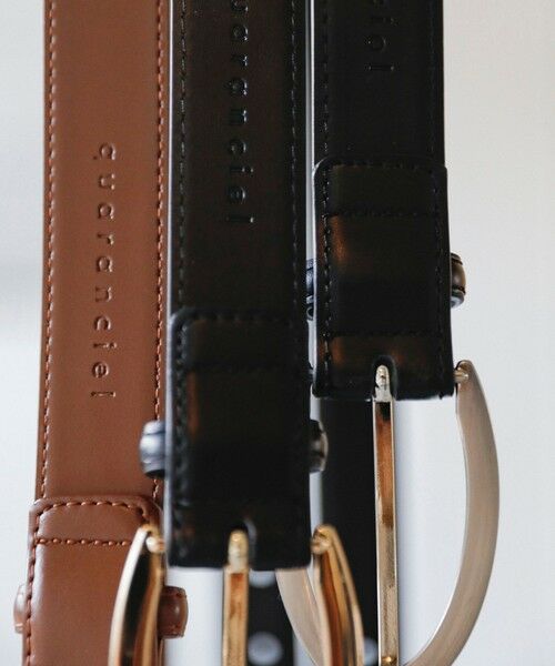 quaranciel: オーバル バックル ステッチ レザー ベルト （ベルト