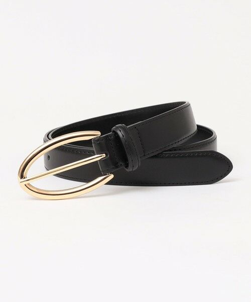 quaranciel: オーバル バックル ステッチ レザー ベルト （ベルト