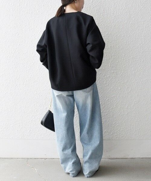 SHIPS any:〈洗濯機可能〉ダブルクロス ノーカラー ジップ ブルゾン