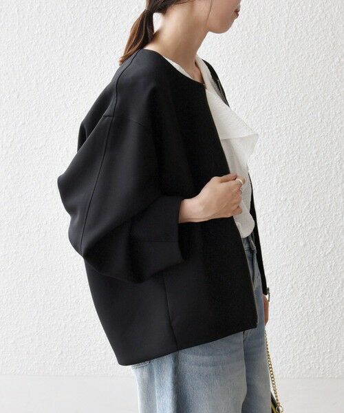 SHIPS any:〈洗濯機可能〉ダブルクロス ノーカラー ジップ ブルゾン