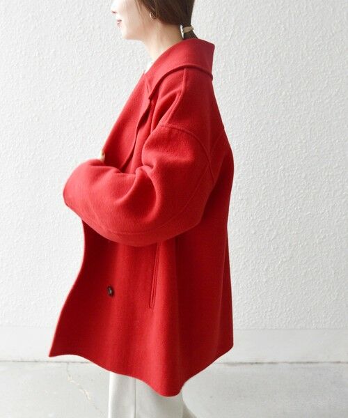 セール】 SHIPS any: リバー ダブル テーラード ミドル コクーン