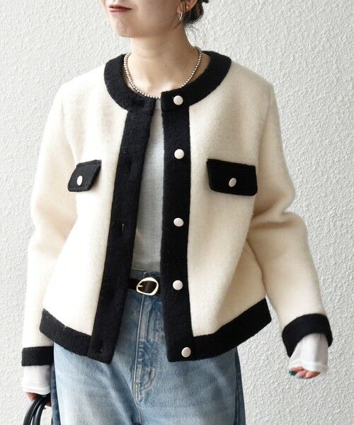 セール】 SHIPS any: バイカラー クルーネック カーディガン