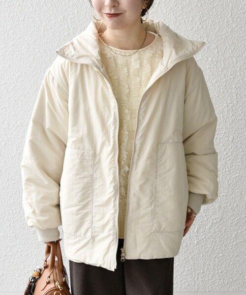 WEB限定】SHIPS any: 中綿 ダブル ジップ スタンド ブルゾン