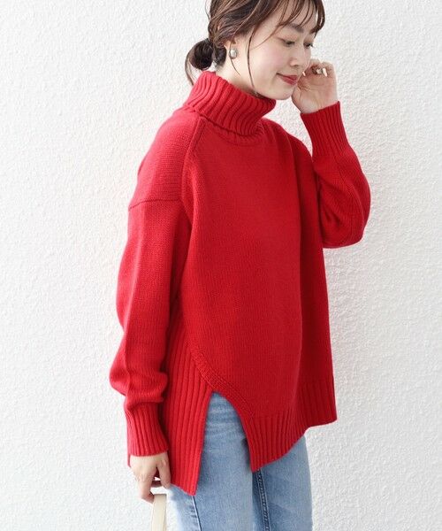 セール】 〈手洗い可能〉サイド スリット タートル プルオーバー