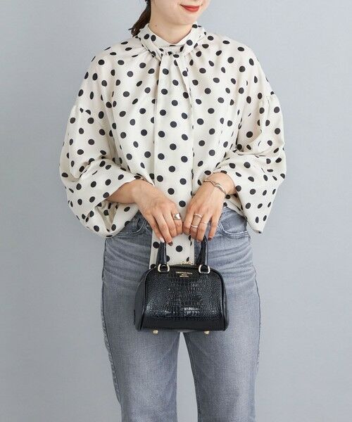 セール】 〈手洗い可能〉ポルカドットボウタイブラウス◇ （シャツ