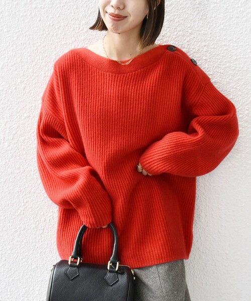 セール】 SHIPS any: AQUA カシミヤ ミックス ボートネック ニット