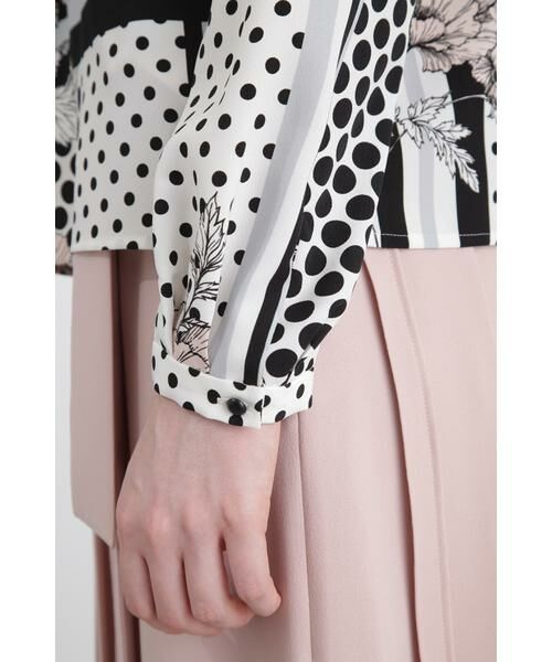 セール】 ◇ラインブロックフラワープリントブラウス （シャツ