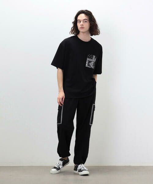 セール】 バンダナ柄胸ポケット ワイド半袖Tシャツ （Tシャツ