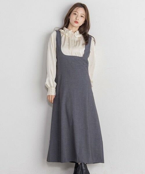 セール】 スクエアネックワンピース≪洗濯機で洗える≫ （ロング