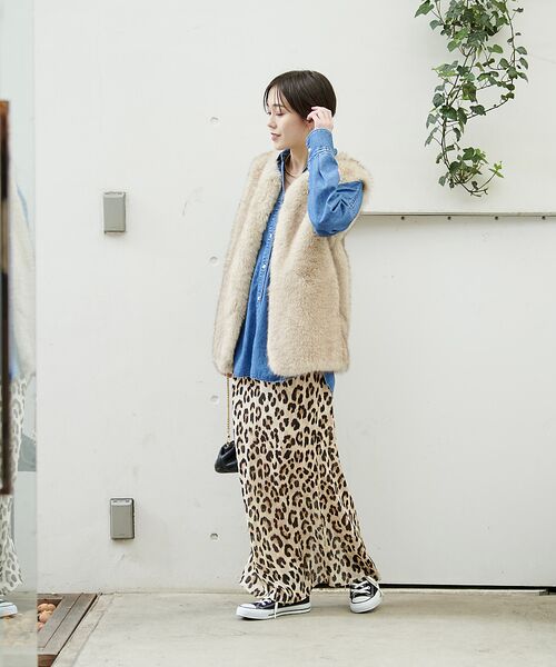 セール】 レオパード柄ロングスカート （ロング・マキシ丈スカート