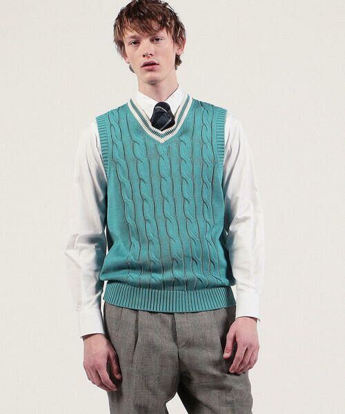 セール】 コットン Vネックチルデンベスト （ニット・セーター