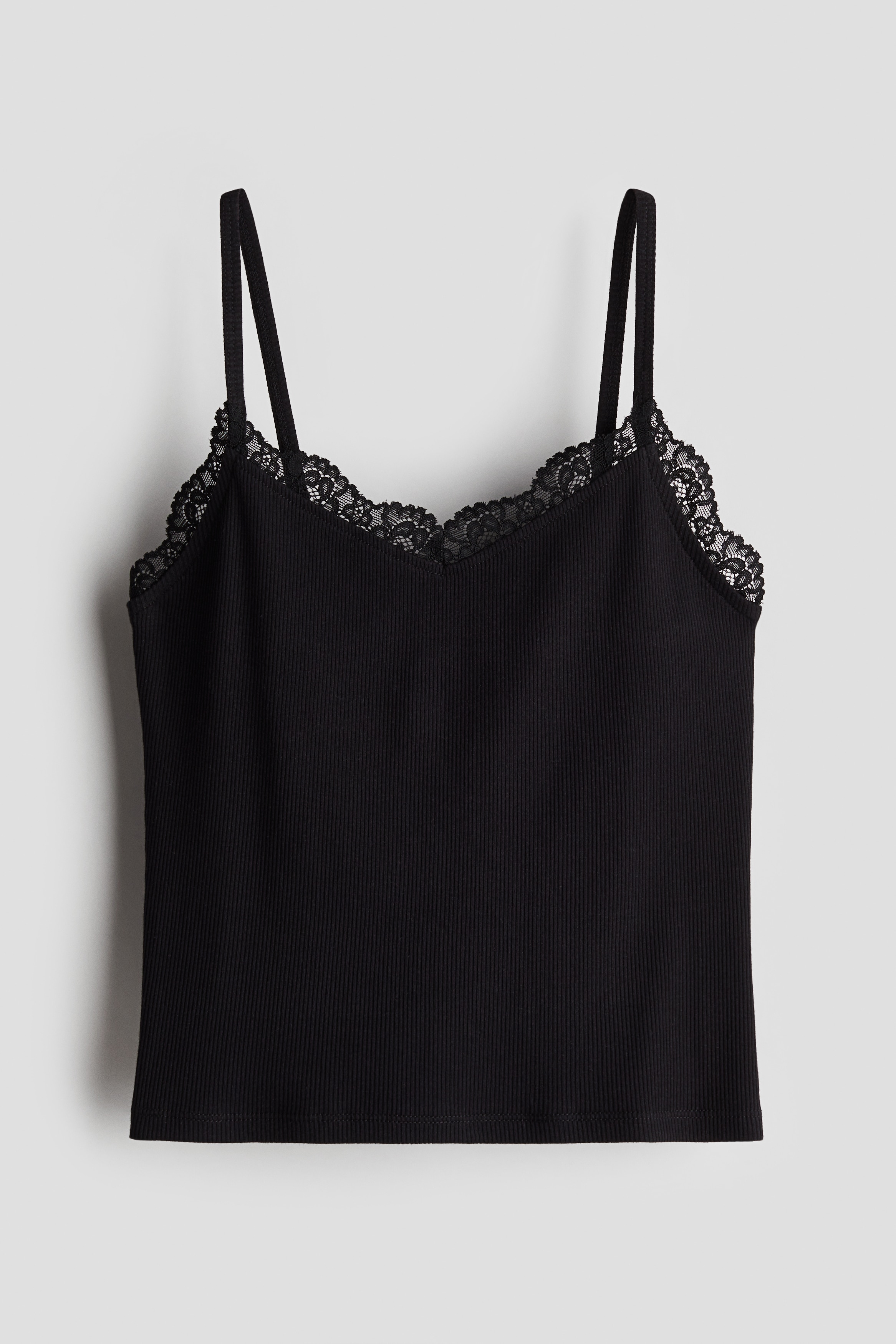 Lace-trimmed Tank Top - Black - Kids | H&M US