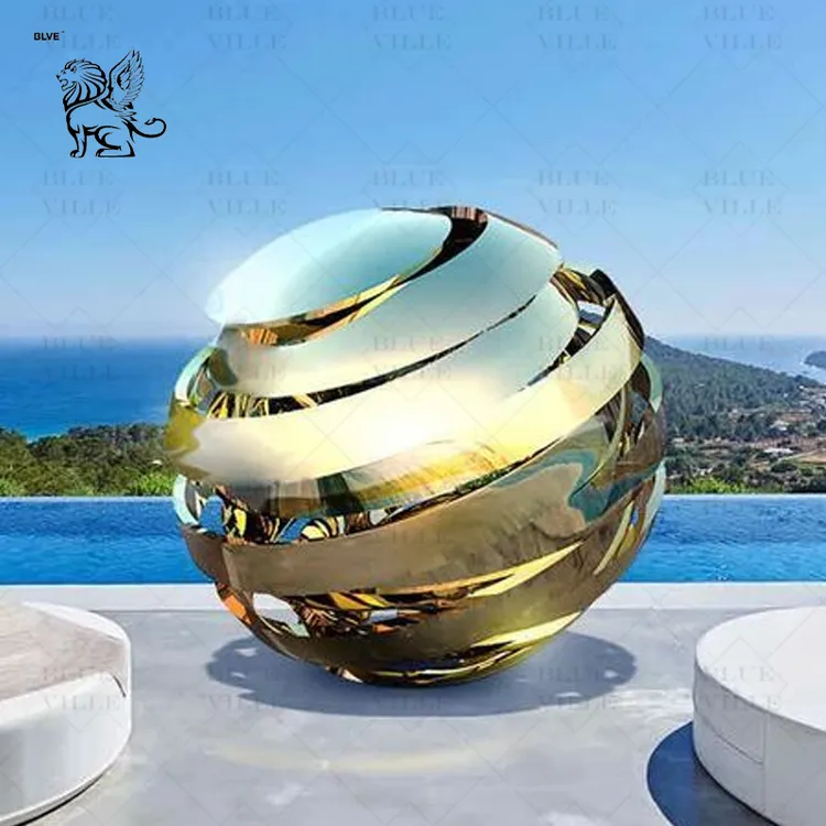 屋外現代アート 鏡面仕上げの金属製ボール ステンレススチールの球体