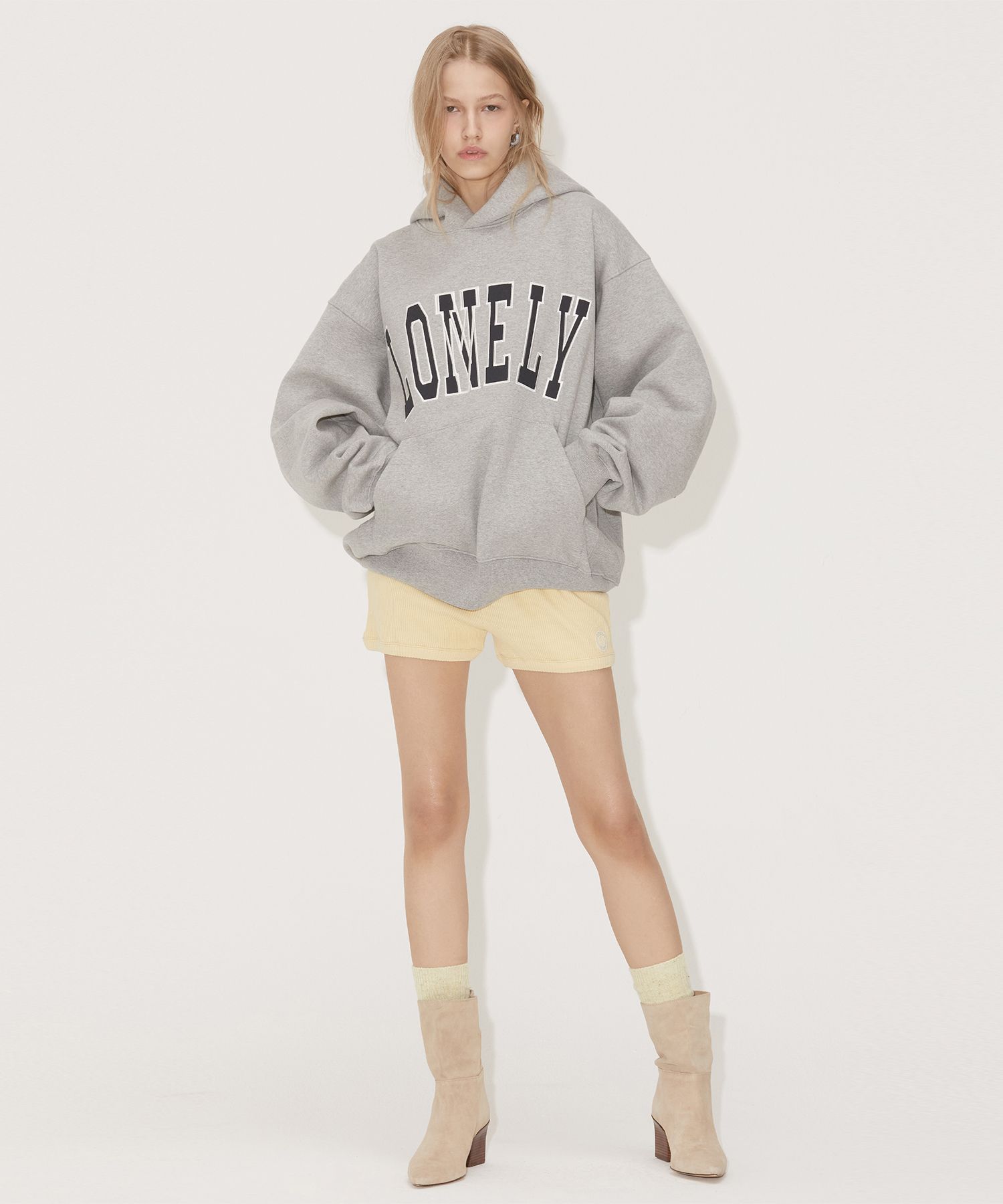 MUSINSA | NOHANT LONELY/LOVELY FLUFF HOODIE GRAY