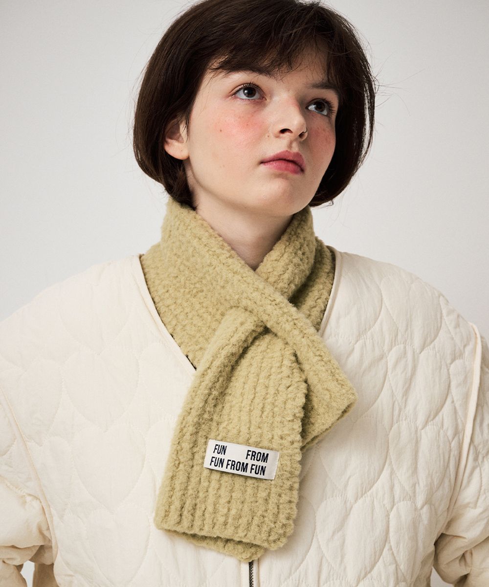 MUSINSA | FUNFROMFUN FLUFFY KNIT MUFFLER, MOS GREEN