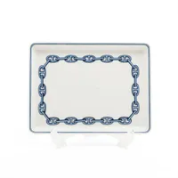 エルメス シェーヌダンクル スクエアプレート 陶器 ホワイト×ブルー 底