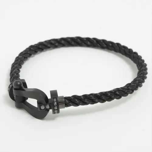 フレッド フォース10 ハーフ ブラックダイヤ ブレスレット SS×チタン