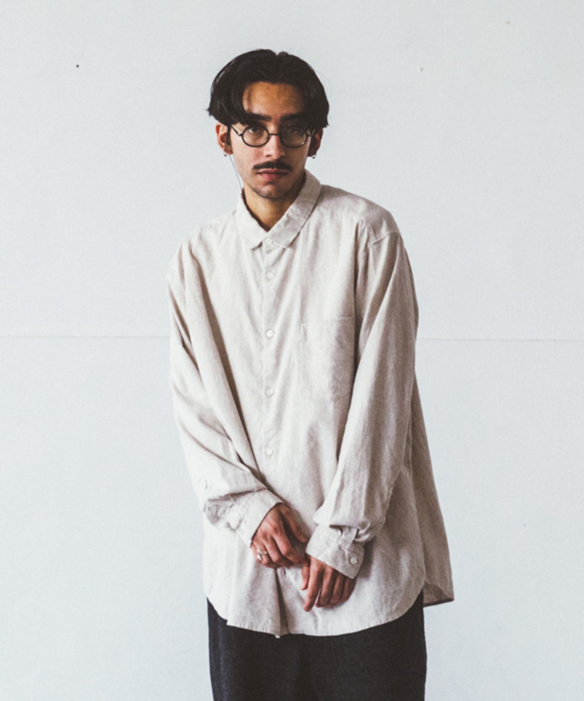 UpcycleLino] 起毛リネン レギュラーカラーシャツ｜nest Robe