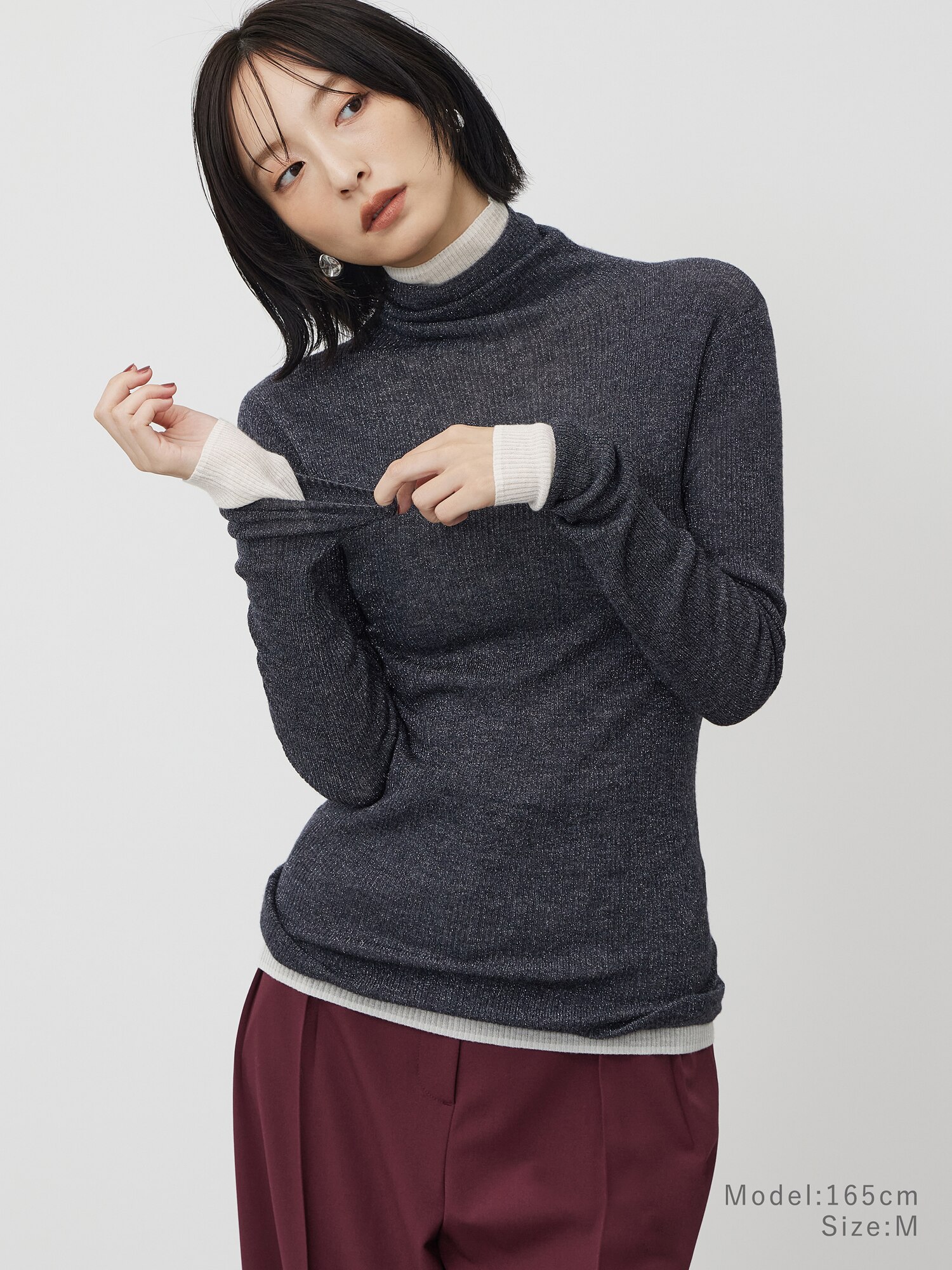 PLST(プラステ)公式 | ラメシアーリブタートルネックセーター