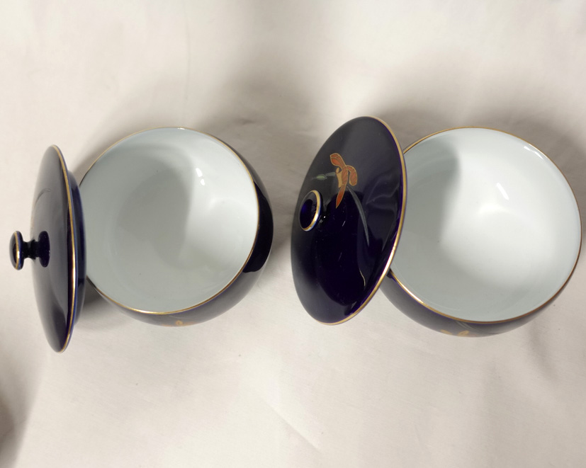 香蘭社 蓋つき湯呑 欄 瑠璃色金縁 5客 | WE21ジャパン