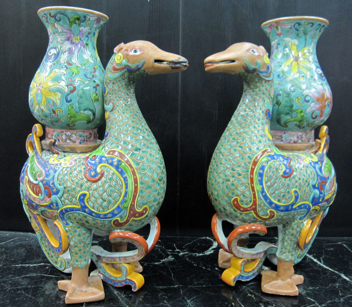 楽天市場】景徳鎮 十錦 動物飾り壺（1対） 高さ約35cm 中国 陶磁器