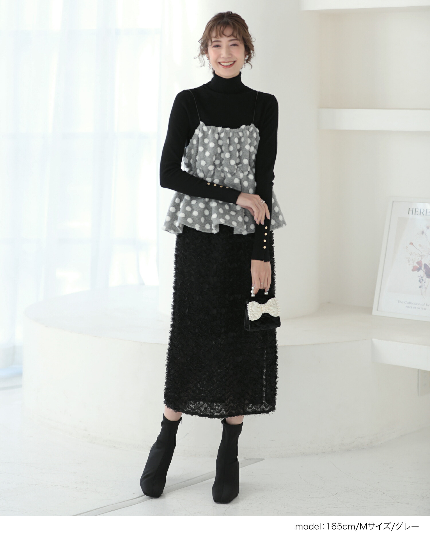 50％OFF【5090円→2545円】□ドットビスチェ フロッキー ドット