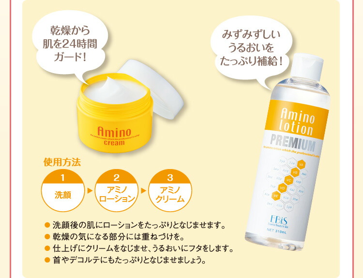 楽天市場】エビス〔ebis〕アミノローションPREMIUM+アミノクリーム