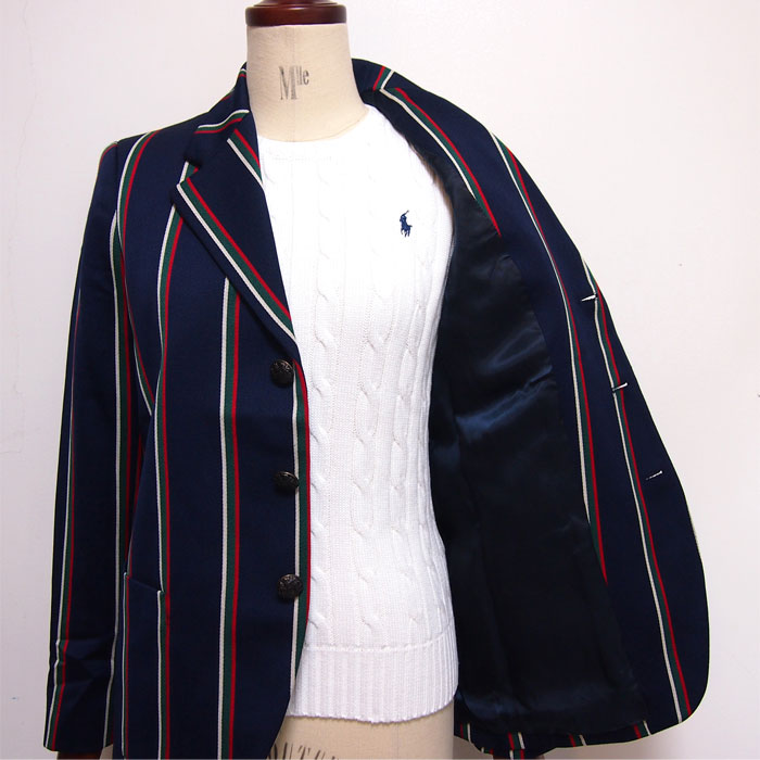ラルフローレン ポロ レディース ストライプ エンブレム ジャケット