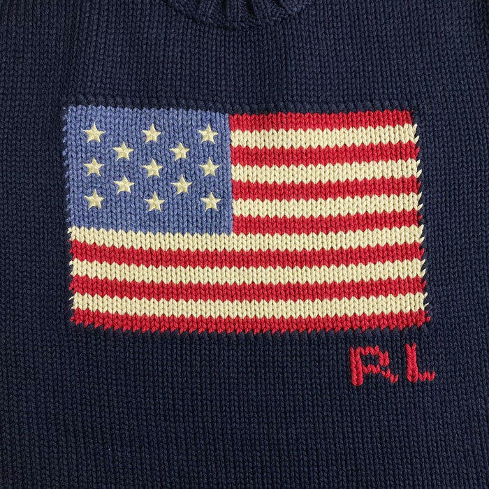 ラルフローレン ポロ レディース 星条旗柄 コットンニット クルー