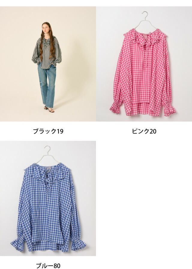 楽天市場】[INDIA IS BEAUTIFUL]ギンガムフリルブラウス niko and