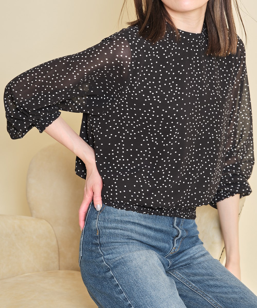 ドットシフォンシャーリングブラウス