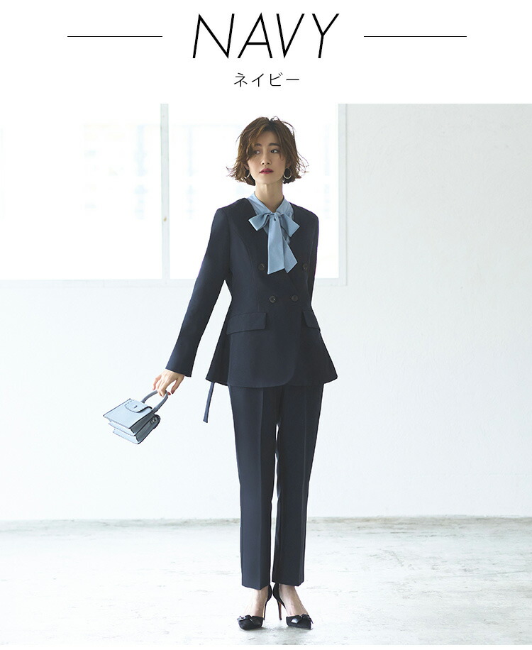 バッククロスケープダブルブレストジャケット＆ストレートパンツスーツ