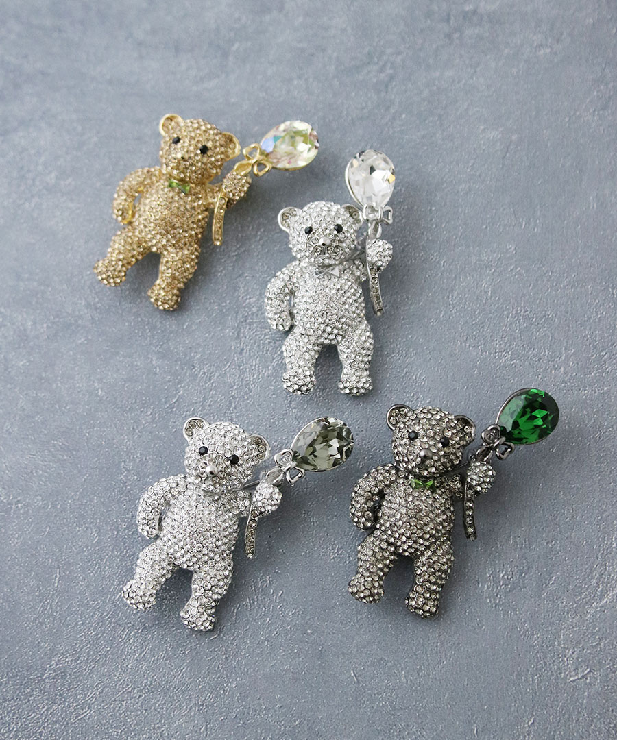 ☆送料無料☆ くまモチーフパヴェブローチ BC-190 | ブローチ